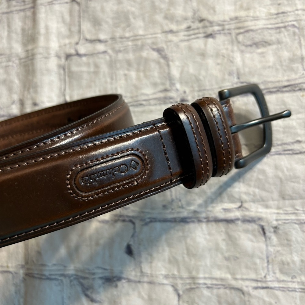 COLUMBIA SPORTSWEAR CO. MADE IN GUATEMALA MEN’S CHUNKY LEATHER BROWN BELT 34